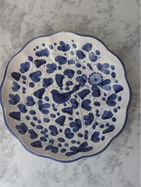 Vintage Blue Bird DERUTA Wall Hanging Plate Round 12" Italy